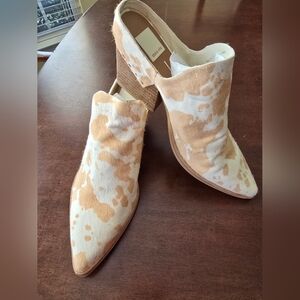 Dolce Vita Tan Cow Print Leather Mules
